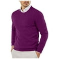 thumbnail image 1 of LUOGENLI Chandail de Noël pour Homme à Capuchon Masculin Automne et Hiver Lisse Confortable Léger Drapé Doux Peau Texturée Ajusté Col Rond Manches Longues Vestes de Chandail pour Hommes 5TG Violet Taille m, 1 of 8