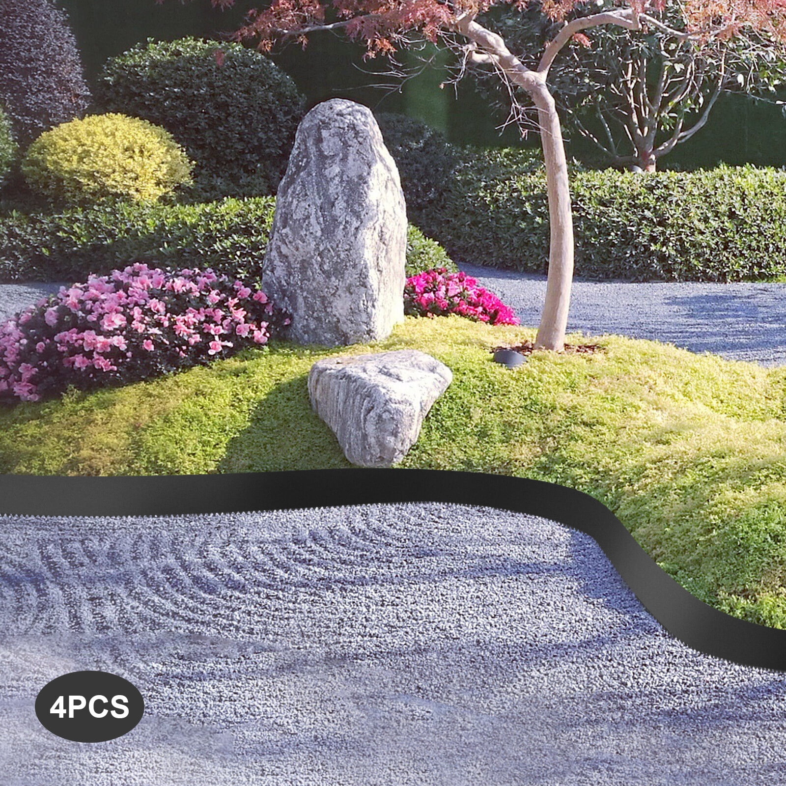 4PCS Steel Landscape Edging 40 x 8 Inch, Landscape Edging Border, 13ft Total Length Metal Landscape Edging, Black Lawn Edge for Garden Yard