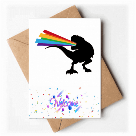 Rainbow Fountain Dinosaur Back Welcome Back Greeting Cards Envelopes Blank