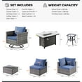 thumbnail image 3 of Ovios 11 Pieces Patio Fire Pit Set Outdoor Wicker Sectional Sofa Conversation Set with Swivel Rocking Chairs and Side Table,Denim Blue, 3 of 8