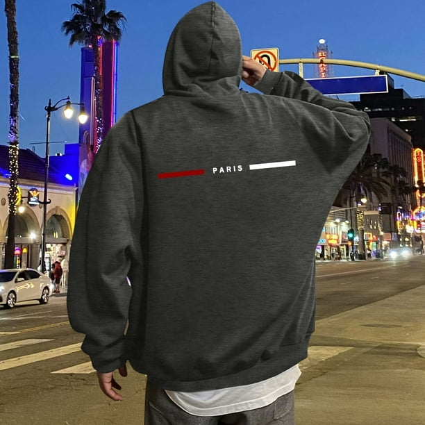 MHFRRA Sudadera con Capucha con Estampado de Letras para Un Uso Diario Cómodo, Ideal para Salidas Informales y Capas Elegantes Gris