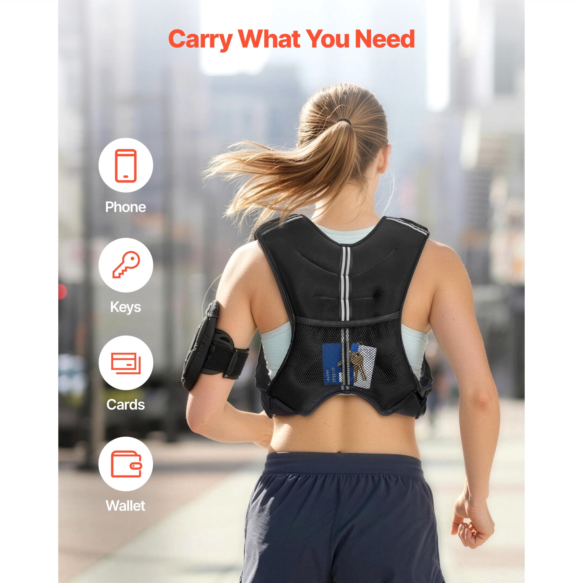 KFFKFF Weighted Vest, 25 lbs Adjustable Body Weight Vest for Men and Women, Reflective Design, Workout Gear for Strength Training, Running, Jogging, Fitness, Muscle Toning, and Weight Management