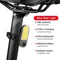 thumbnail image 3 of Luz delantera LED COB para bicicleta, recargable por USB, luz trasera para ciclismo, 3 of 9