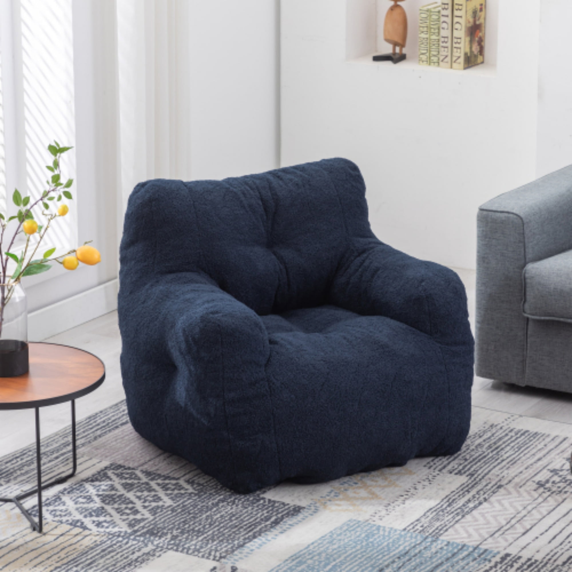Bean Bag Chair with Armrest, Yardmaster Giant Bean Bag Chair with Teddy Soft Stuffed and Memory Foam, Bean Bag Apartment, Dorm, Living Room, Bedroom