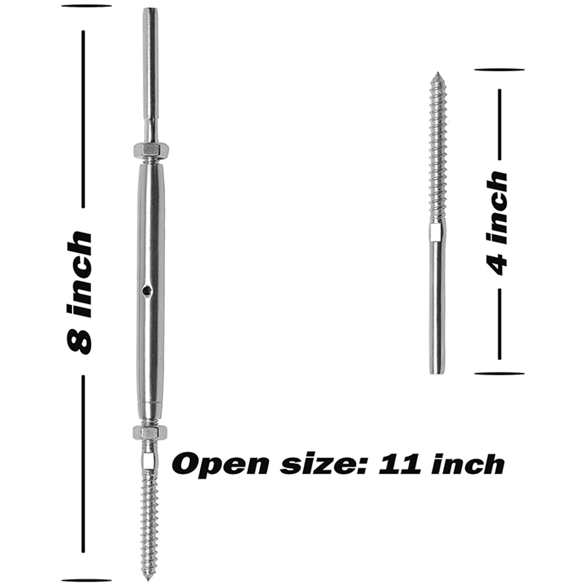 20 Pairs Lag Screw Swage Turnbuckle Tensioner and Lag Screw Stud Fitting for 1/8inch Cable Deck Railing Kit