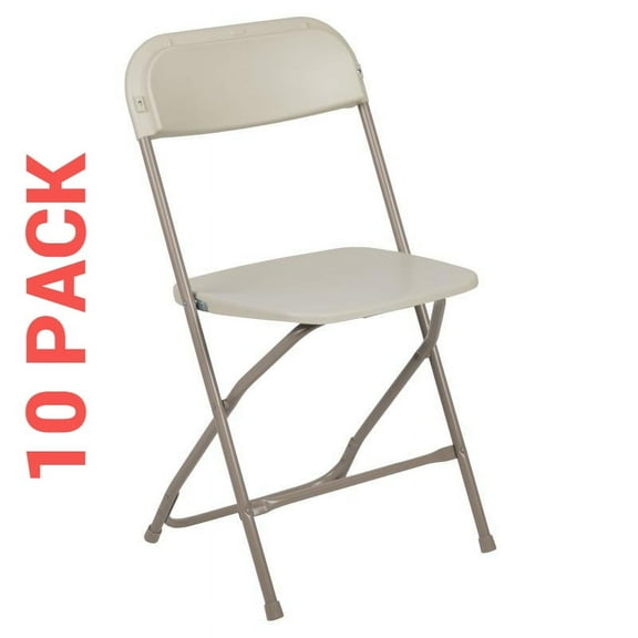 10 PACK 300 Lbs Weight Capacity Commercial Quality Beige Stackable Plastic Folding Chair