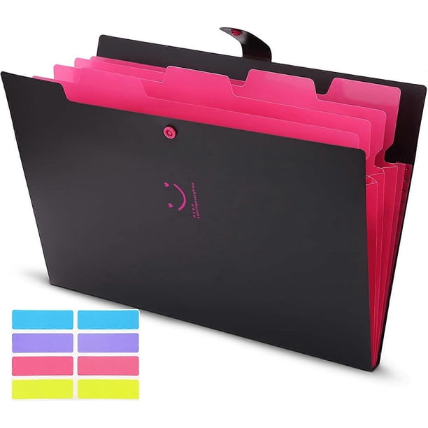 Letter A4 Paper Expanding File Folder Pockets Accordion Document Organizer (Black)