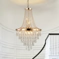 thumbnail image 6 of 20" Modern Tiered Crystal Chandelier with Gold Finish, 11-Light Elegant Pendant Ceiling Light Fixture for Dining Room, Living Room, or Entryway (Bulbs Not Included), 6 of 9