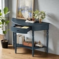 thumbnail image 2 of Tcbosik 2-Tier Half Moon Console Table with Storage, Narrow Entryway Table with Drawer and Shelf for Living Room, Hallway, Foyer, Easy Assembly, Navy, 2 of 10