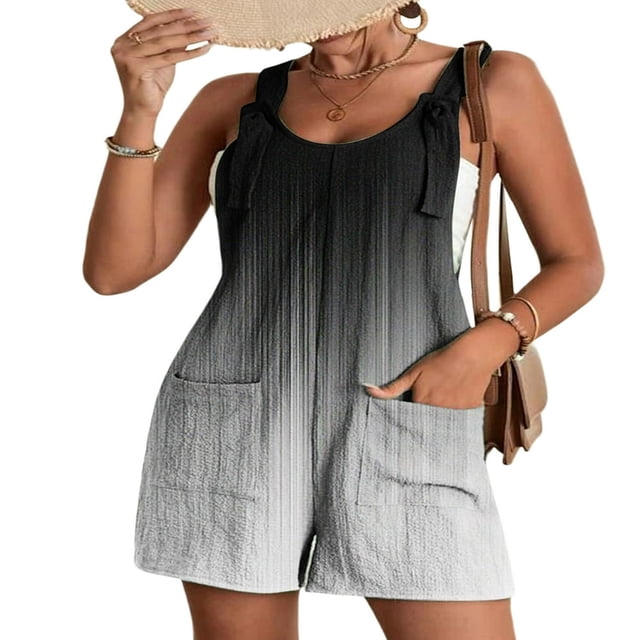 PENGXIANG Salopette en Lin Décontractée pour Femmes, Short Ample à Bretelles Réglables, Jambes Larges, Sans Manches, avec Poches