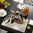 thumbnail image 4 of Black Boho Geometric and Plant Pattern Summer Placemats Table Placemats Set Of 4-Linen Kitchen Washable Placemats Table Mats 11.8"x17.7"Non-Slip Heat Resistant, 4 of 6