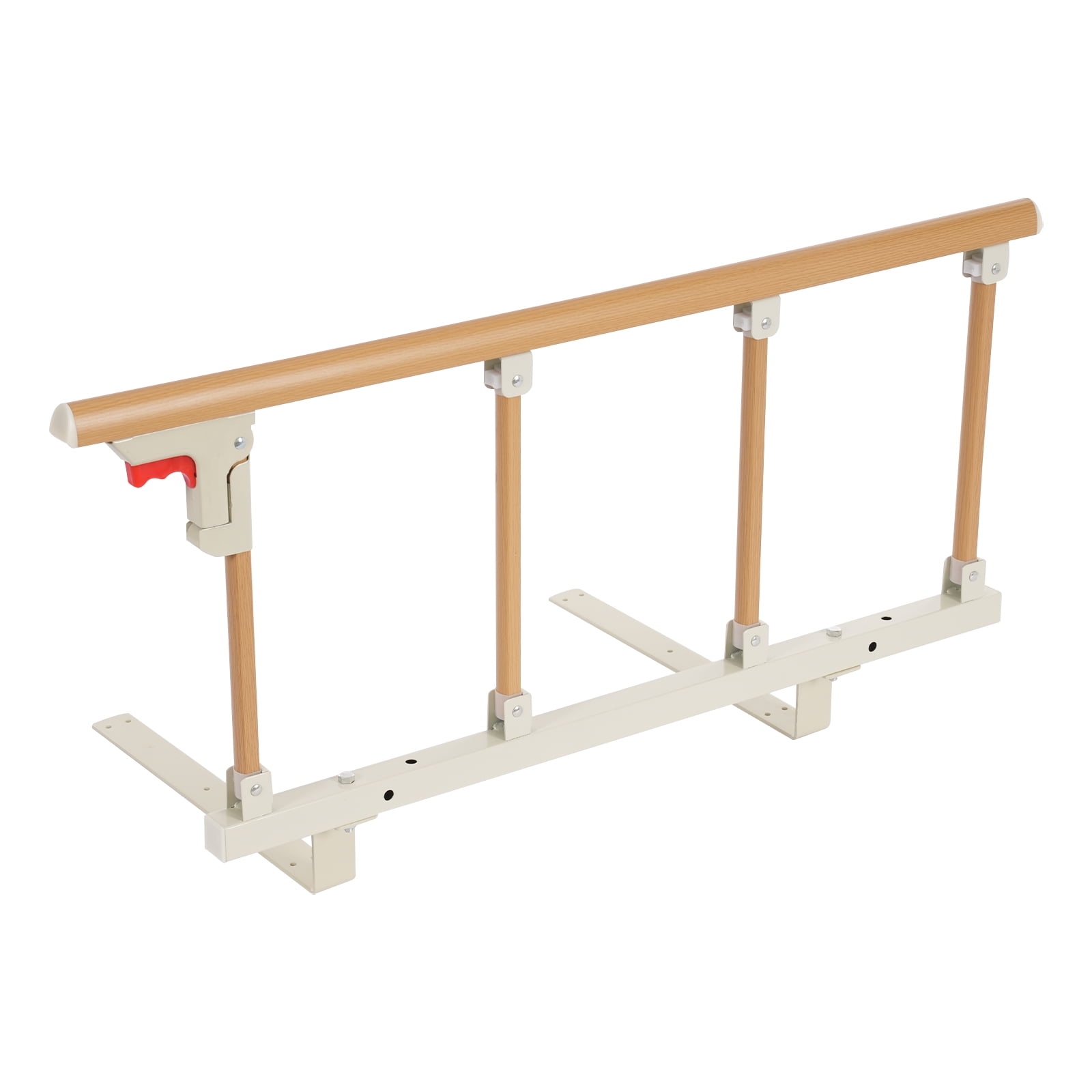 Bed Rail for Elderly Adults, Foldable Safety Bed Assist Grab Handle, Wood Grain Bed Side Guard Rail, Stability Support Bar for Seniors, Home Care & Hospital Use