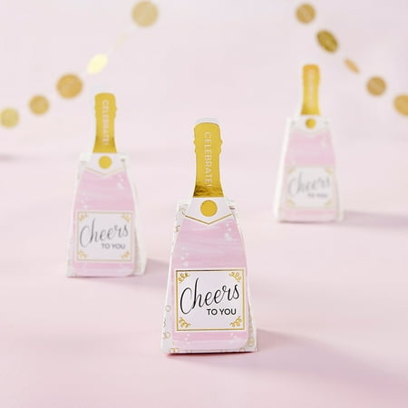 Pink Champagne Favor Box (Set of 48) - Perfect Favor Container & Decoration for Bridal Showers, Birthdays, or