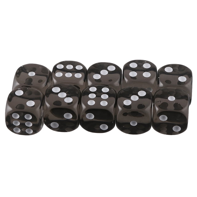 Paquete De 10 Dados Acrílicos D6 De Seis Caras Para Juegos De Mesa D&D TRPG, Juguetes Negros Sunnimix Juego de roles de dados de seis caras