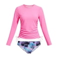 thumbnail image 4 of RTKFRFLM Girls 2-Piece Ruched Swimsuit Long Sleeve Sun Protection Bathing Suit Pink 11-12Y, 4 of 5