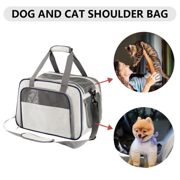 Bolsas transportadoras para perros y gatos, bolsa transpirable para salidas de mascotas, suministros para mascotas (gris claro)