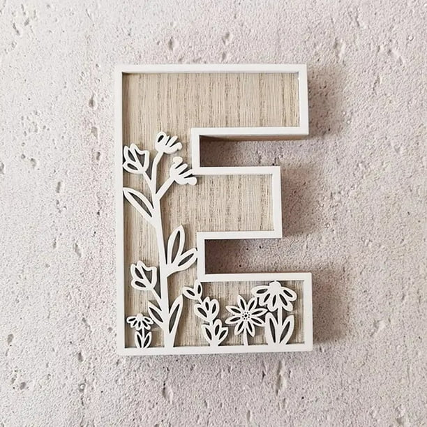 Letras de 5 pulgadas y 26 letras para decoración de paredes. Las flores se pueden pintar sobre madera. Letras para habitaciones infantiles. Letras de madera para manualidades. Letreros con nomb...