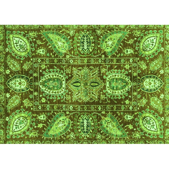 Ahgly Company Indoor Rectangle Abstract Green Modern Area Rugs, 4' x 6'