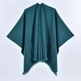 thumbnail image 2 of Ediodpoh Womens Warm Shawl Wrap Cape Winter Cardigan Sweater Open Front Poncho for Cold Weather Blue, 2 of 3