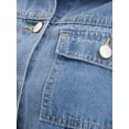 thumbnail image 5 of INSPIRE CHIC Women's Denim Shirt Shacket Long Sleeve Frayed Hem Button Down Jean Jacket XL Blue, 5 of 6