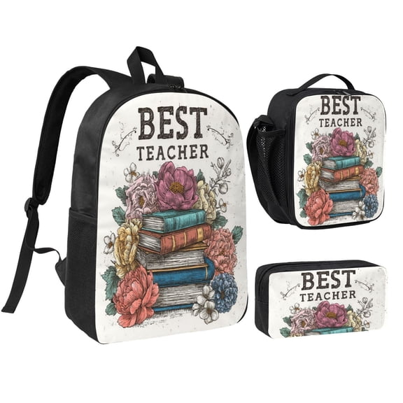 Teacher Backpack 17 Inch Set with Lunch Bag and CaseDurableTravel Bag Combo for Work Commuting Daily Use