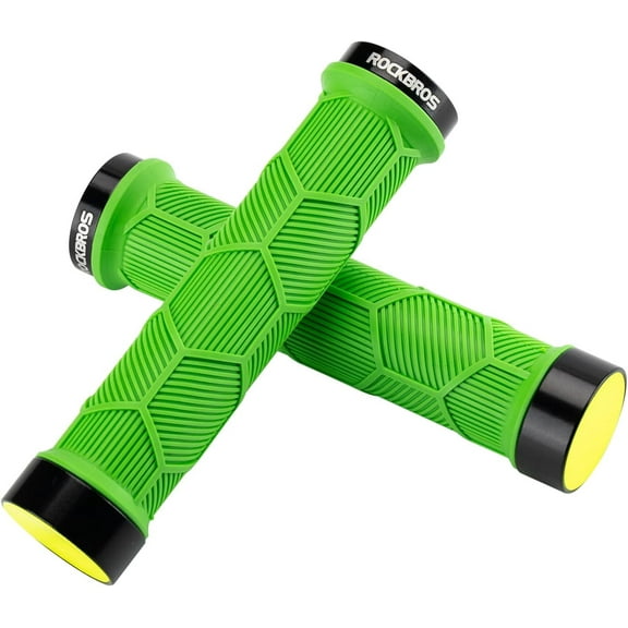 ROCKBROS Bike Grips, Bike Handle Grips, Double Lock-on High Gloss Reflector Bike Handlebar Grips Suit for BMX, MTB, Mountain, Folding Bike with 22mm Diameter