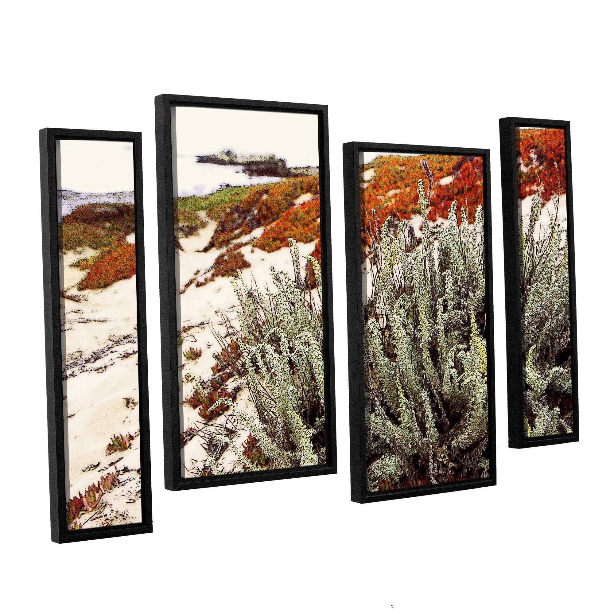 ArtWall Linda Parker "Red Ice On Beach III" 4-Piece Floater-framed Canvas Staggered Set