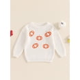 thumbnail image 5 of Aojekbee Baby Halloween Sweaters Long Sleeve Round Neck Pumpkin Embroidery Knit Tops Toddler Sweatshirts, 5 of 10