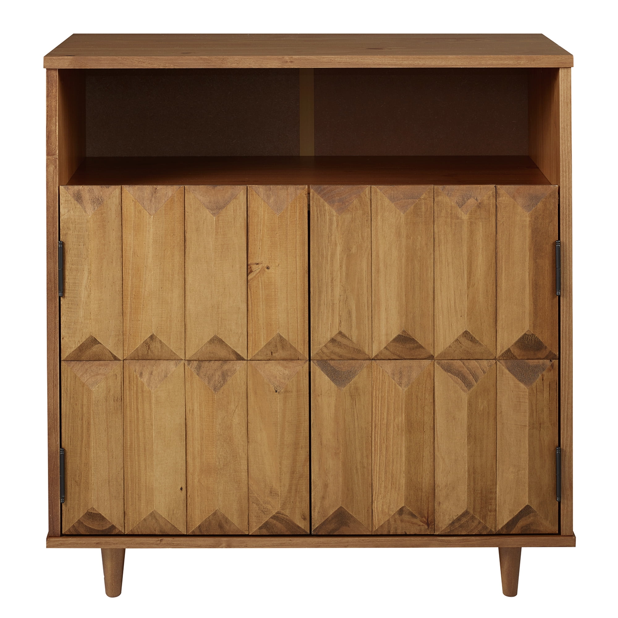 Manor Park Modern Boho Wood Detailed Accent Cabinet, Caramel