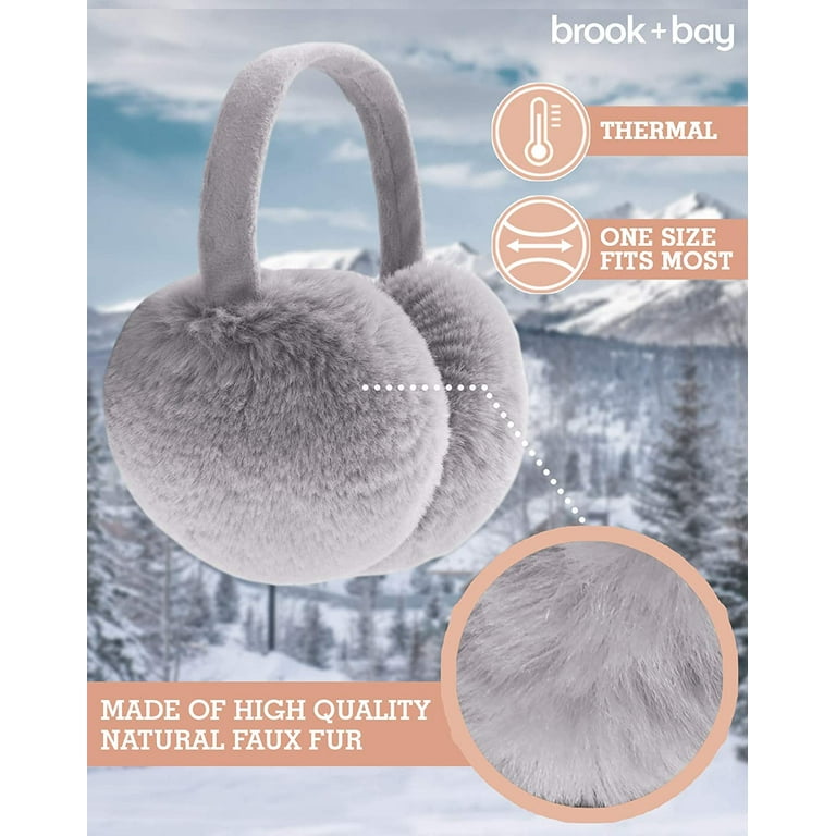 Buy Brook + Bay Women's Cable Knit Furry Fleece Winter Ear Muffs  Warmers/Covers for Cold Weather (Black) at