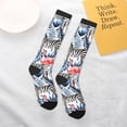 thumbnail image 6 of Bingfone Compression Socks for Women and Men Long Socks for Running Athletic Cycling Nurse-Flamingo And Zebra, 6 of 8