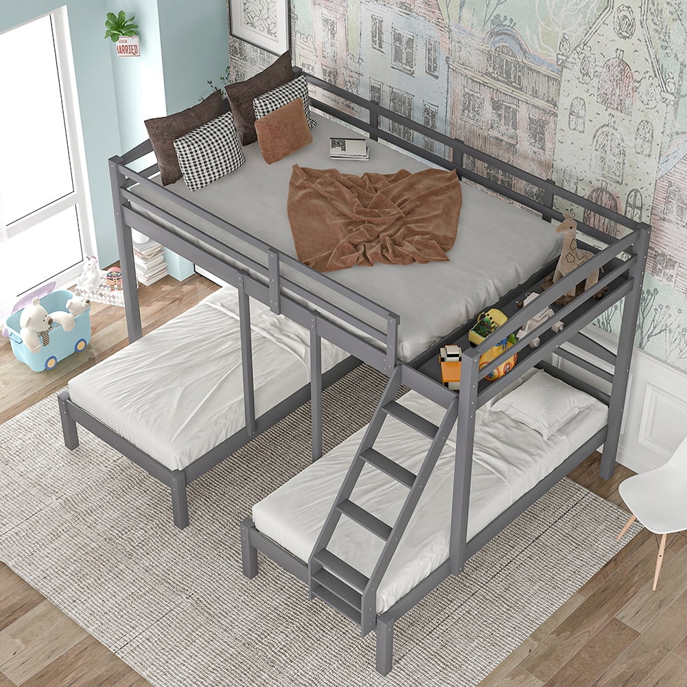 Kadyn Twin Over Twin/Full Bunk Bed, Solid Wood Bunk Bed for Kids/Teens Bedroom/Guest Room Furniture, No Box Spring Needed
