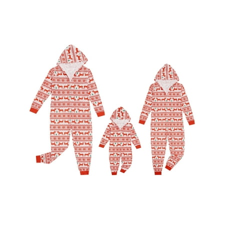 

Thaisu Matching Family Footed Pajamas Set Hoodie Sleepwear Christmas PJ s Jumpsuit Hoodie