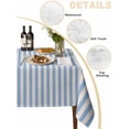 thumbnail image 2 of Blue Striped Table Cloth, Modern Simple Farmhouse Beige Vintage Waterproof Tablecloth for Rectangle Tables, Reusable Washable Fabric Table Cover for Restaurant Kitchen Dining Tables 60"x120", 2 of 6
