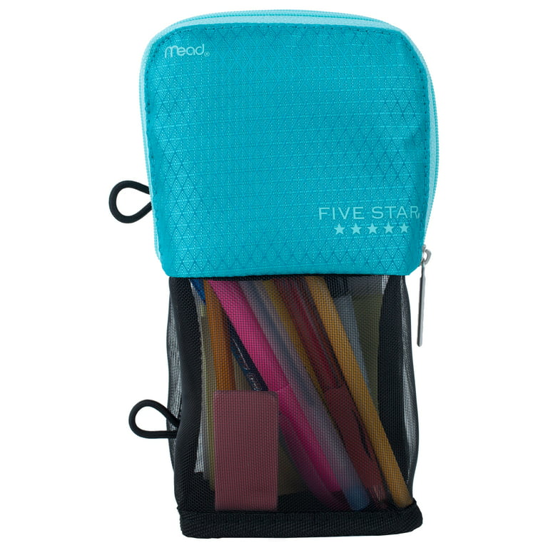 Mead Stand N' Store Mesh Pencil Pouch ~ Teal and Black ~ School office
