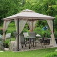 thumbnail image 3 of Segmart 10X10FT Softtop Metal Gazebo with Mosquito Net,Sturdy Heavy Duty Double Roof Canopy,Galvanized Steel Design Outdoor Tent,Suitable for Gardens,Patio,Backyard, 3 of 9