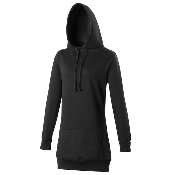 Awdis- Sudadera larga con capucha para mujer (Negro azabache)