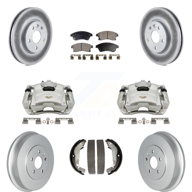 Transit Auto Front Rear Disc Brake Caliper Coated Rotors Drums Ceramic Pads Kit (8Pc) for Car Chevrolet Cruze Limited KCG-100403T