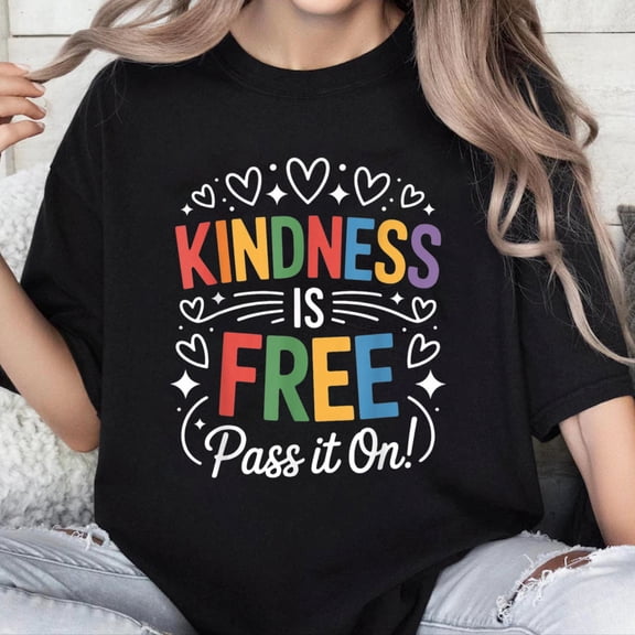 100% Cotton Unisex Kindness is Free Pass it On Positive Quote T-Shirt