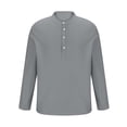 thumbnail image 4 of Feancey Mens Fall Henley Shirts Long Sleeve Quarter Button Up Tops Regular Fit Casual Solid Color Pullover Fashion Collarless Shirt for Men Limited Time Dark Gray 5XL, 4 of 6