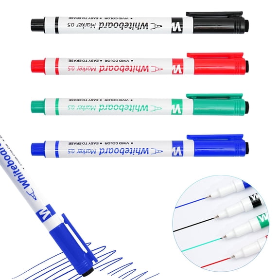 olkpmnmk 4Pcs Dry Erase Markers, 0.5mm Tip Whiteboard Markers, Dry Erase Markers Fine Tip, Fine Tip Dry Erase Markers, White Board Markers for Teachers, Home, Office Essentials Supplies