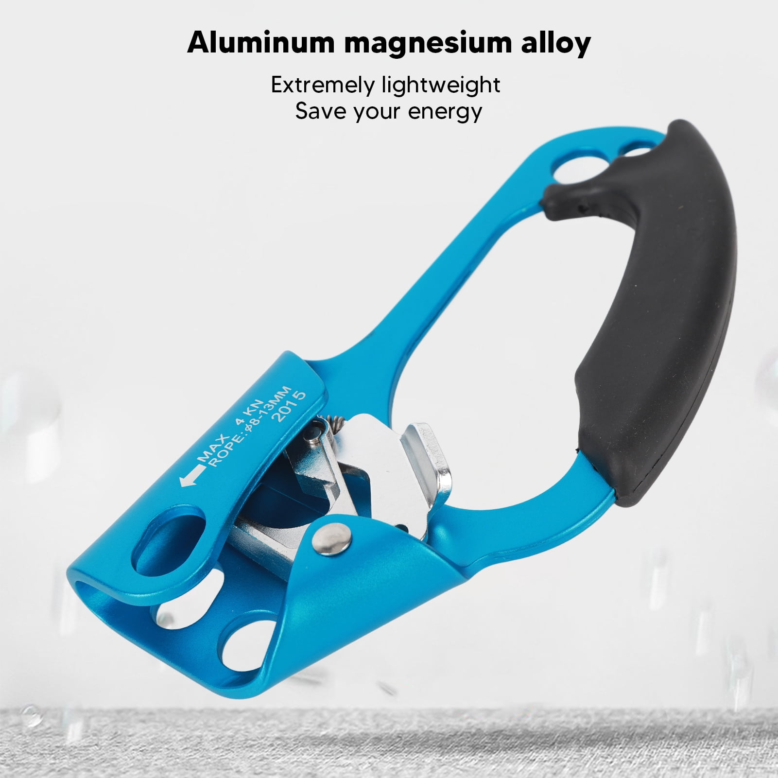 YAHHU Left Hand Climbing Ascender Device, Ergonomic Aluminum Magnesium Alloy Rope Ascender for Rock Tree Climbing Rappelling, Blue (8.66 inches / 22 cm)