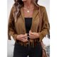 thumbnail image 5 of Chaquetas de Mujer de Piel Sintética de Ante con Flecos y Forro. Abrigos Cortos con Flecos. Imprescindibles de de Otoño. Marrón Oscuro L, 5 of 10