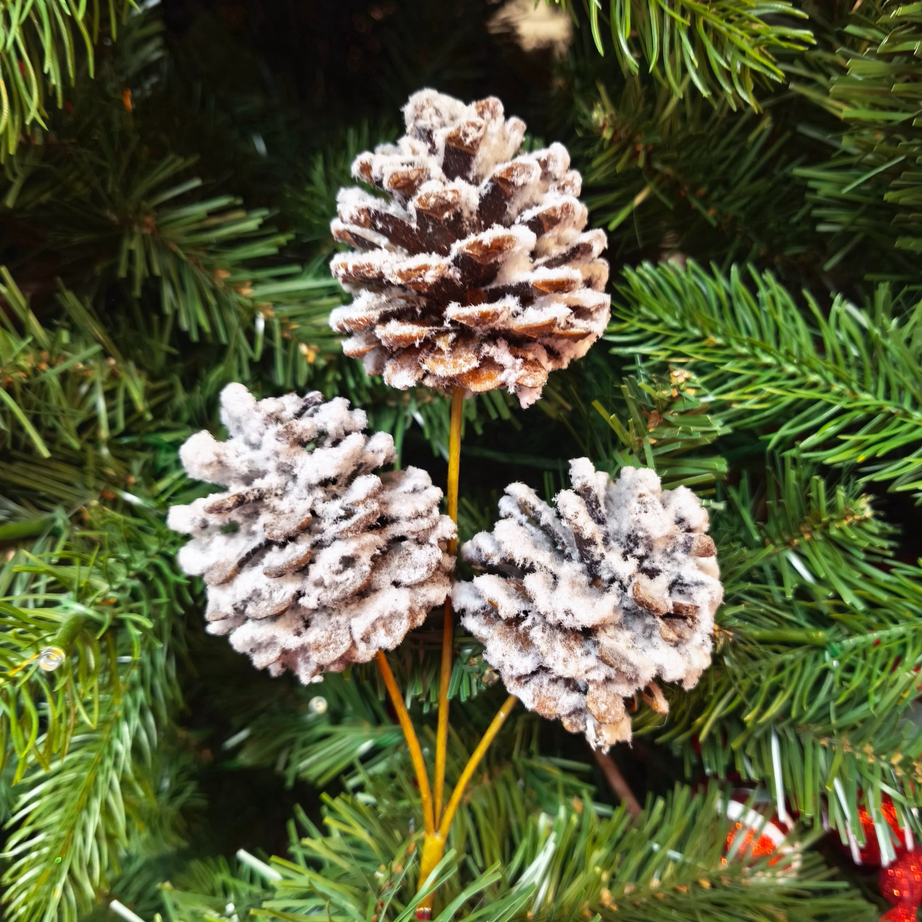 Brown and White Snow-Flocked Pinecone Christmas Clip Ornament, 9", by Holiday Time