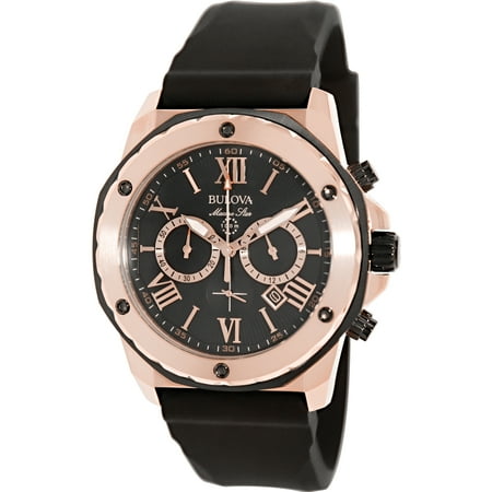 Black Rubber Watch - Bulova Men's Marine Star 98B104 Black Rubber Quartz Watch