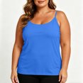 thumbnail image 6 of Women Plus Size Built-in Bra Tank Tops Camisole V-Neck, Adjustable Strap, Breathable Cotton Cami Shirts, Workout, Daily, Going Out, Casual, Yoga, Gym Blue-AA XL(XL), 6 of 8
