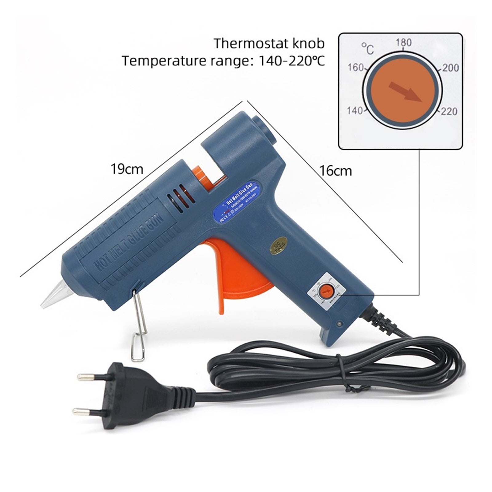 100W Long Copper Nozzle Hot Melt Glue Gun Adjustable Temperature for 11mm Glue Sticks Professional Indusrial Adhesive Glue Gun ,Effortless Crafting