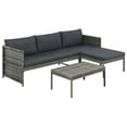 thumbnail image 1 of vidaXL Ensemble de Salon de Jardin 3 Pcs avec Coussins en Rotin Gris, 1 of 5