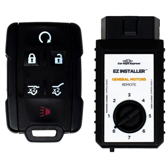 Car Keys Express Replacement GM Remote - 6 Buttons (Lock, Unlock, Panic, Hatch, Hatch Glass, and Remote Start) Includes programming device