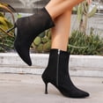 thumbnail image 2 of Womens Chic Ankle Booties Pointed Toe Stiletto Heel Shoes Side Zip Faux Suede Fashion Short Party Evening Date Night Office Daily Wear Boots, 2 of 10